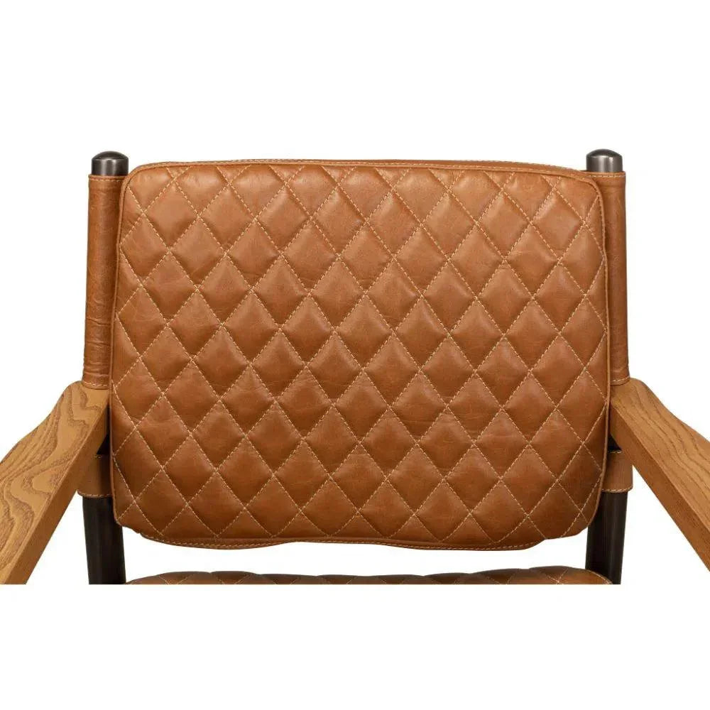 The Harley Chair Quilted Leather Dining Armchair - LOOMLAN - Sarreid - Dining Chairs