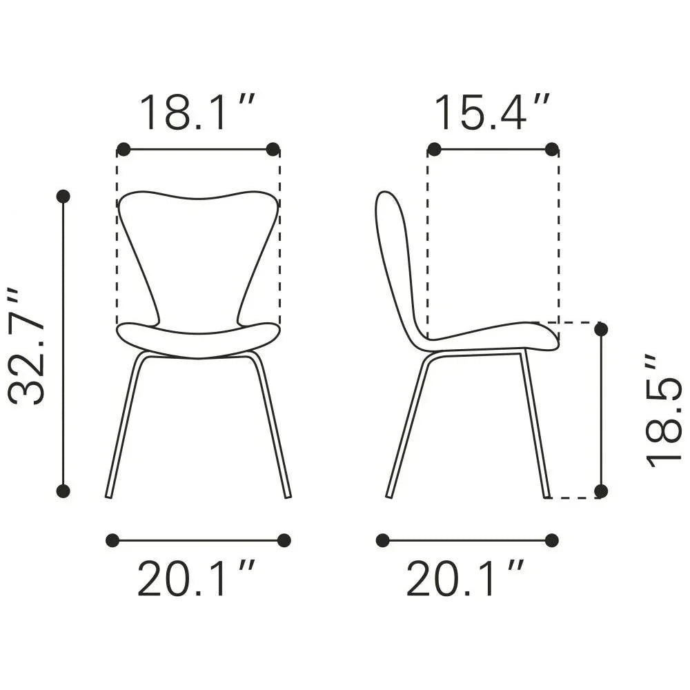 Zuo Modern Thibideaux Performance Fabric Dining Chair 2PC