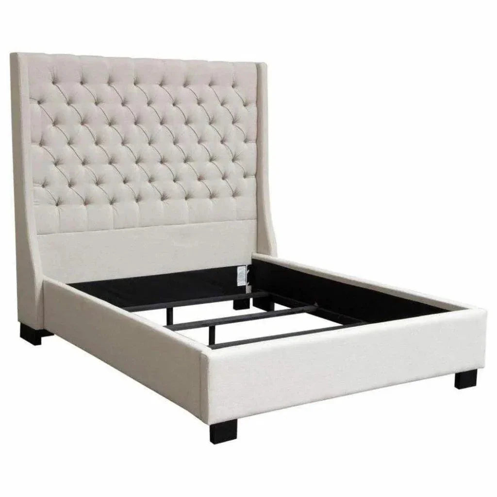Tufted Beige Linen Sand Bed Frame