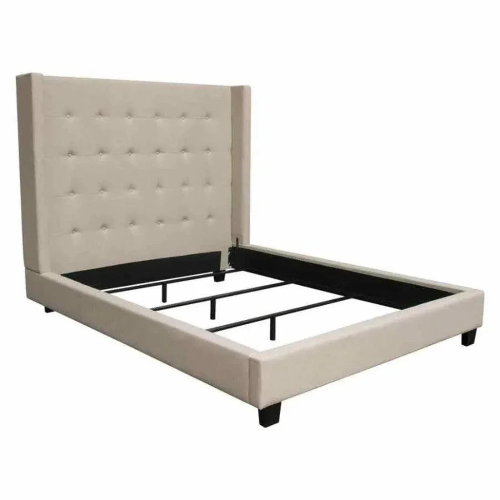 Tufted Wingback Low Profile Bed Frame
