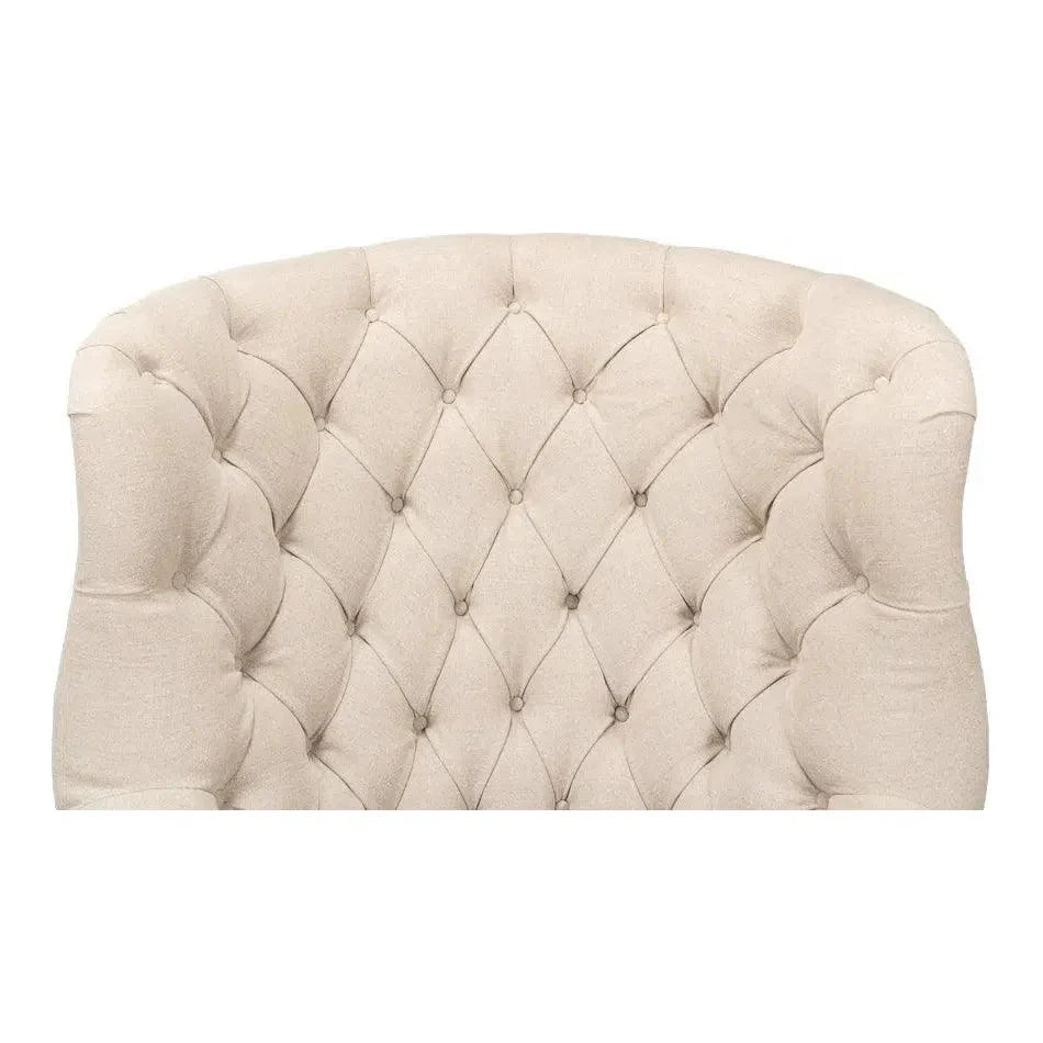 Welsh Beige Wing Accent Chair Linen, Burlap, Leather - LOOMLAN - Sarreid - Accent Chairs