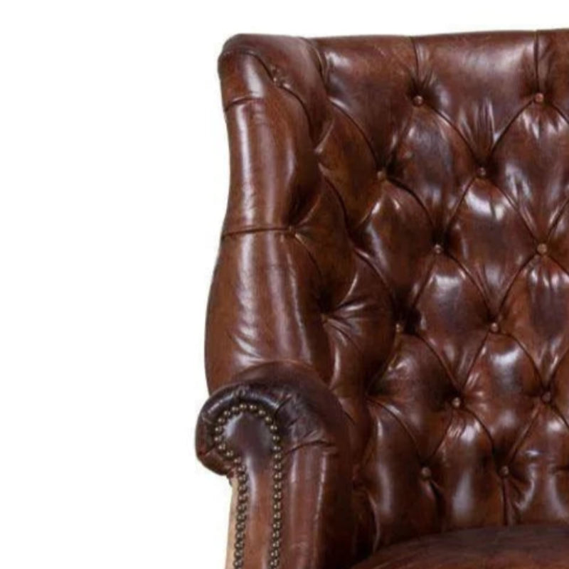 Welsh Leather & Jute Wing Back Accent Chair - LOOMLAN - Sarreid - Accent Chairs
