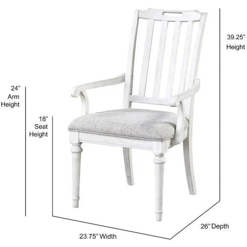 White Two - Tone Wooden Slat Back Arm Chair 2PC - LOOMLAN - Panama Jack - Dining Chairs