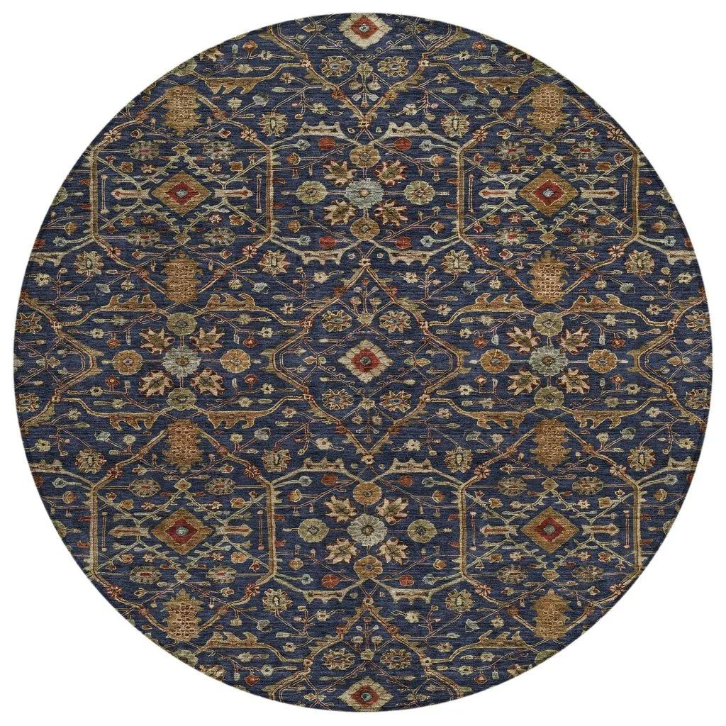 LOOMLAN Rugs Zara Blue Washable Indoor-Outdoor Rug