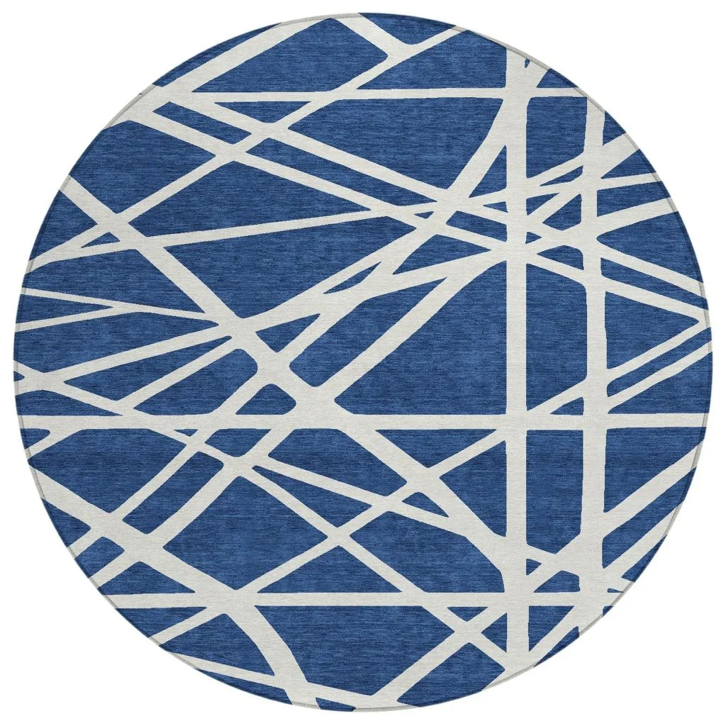 LOOMLAN Rugs Zephina Blue Washable Indoor-Outdoor Rug