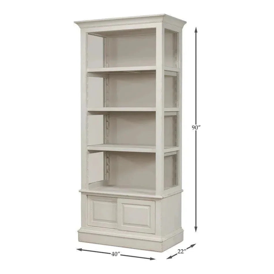 Zoey Bookcase Open Shelves Antique White - LOOMLAN - Sarreid - Bookcases