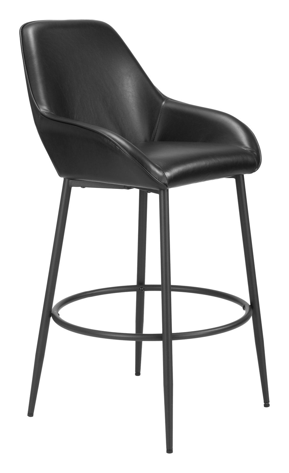 Zuo Modern Vila Black Faux Leather Barstool (Set of 2)