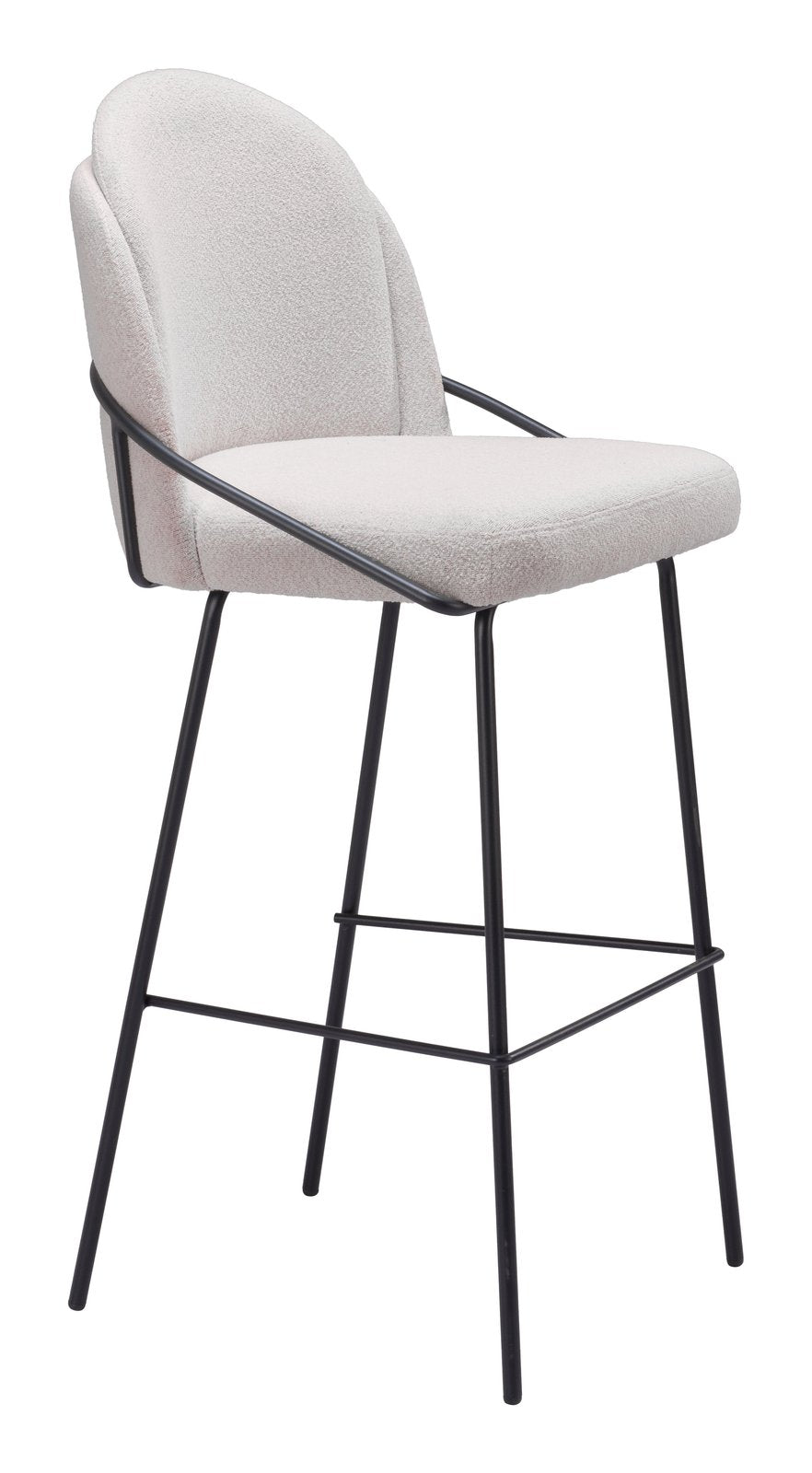 Zuo Modern Jambi Ivory Fabric Barstool (Set of 2)