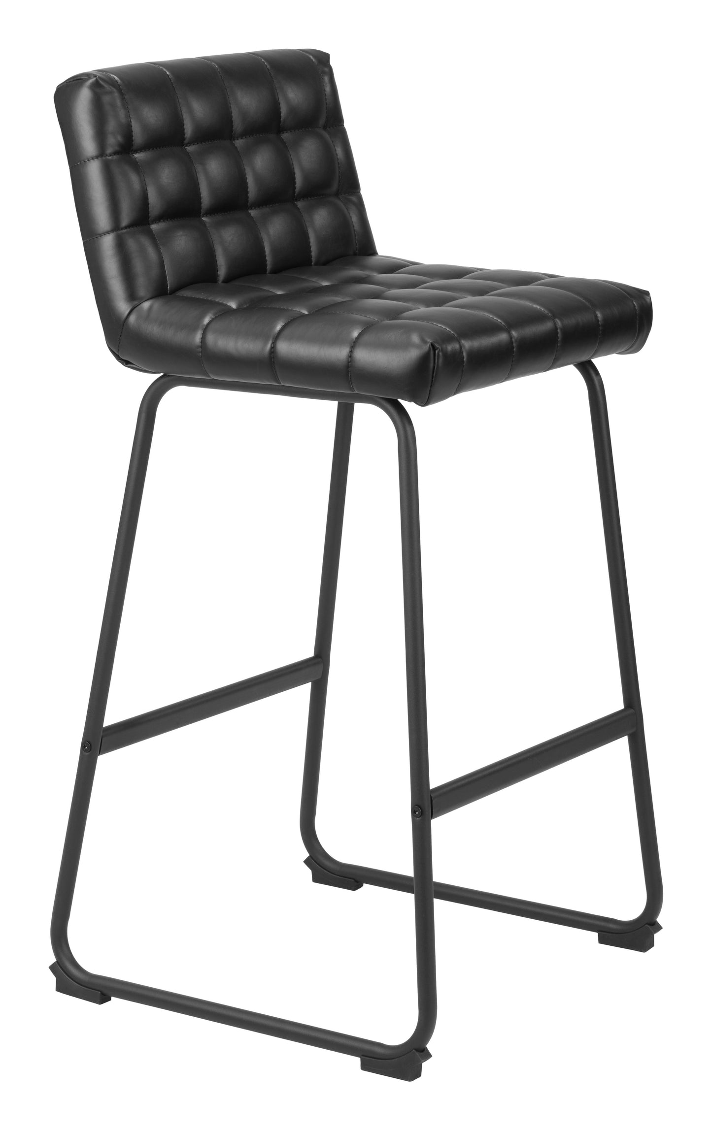 Pago Black Leather Barstool (Set of 2)