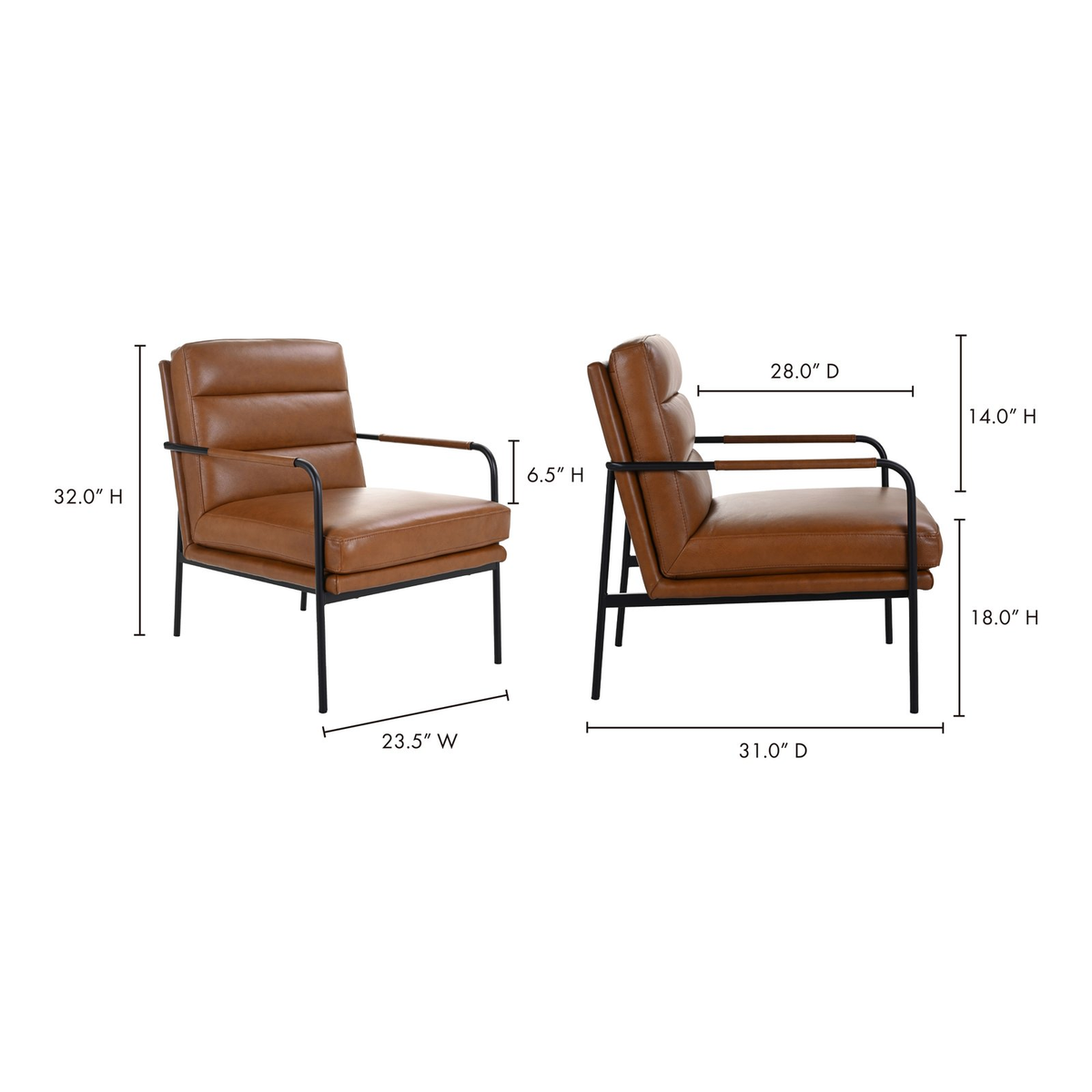 Moe's Home Verlaine Grain Brown Leather Living Room Chair