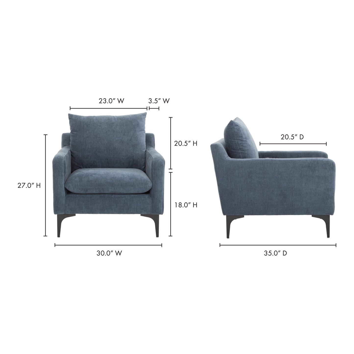 Paris Modern Blue Accent Armchair For Living Room Moe' Home