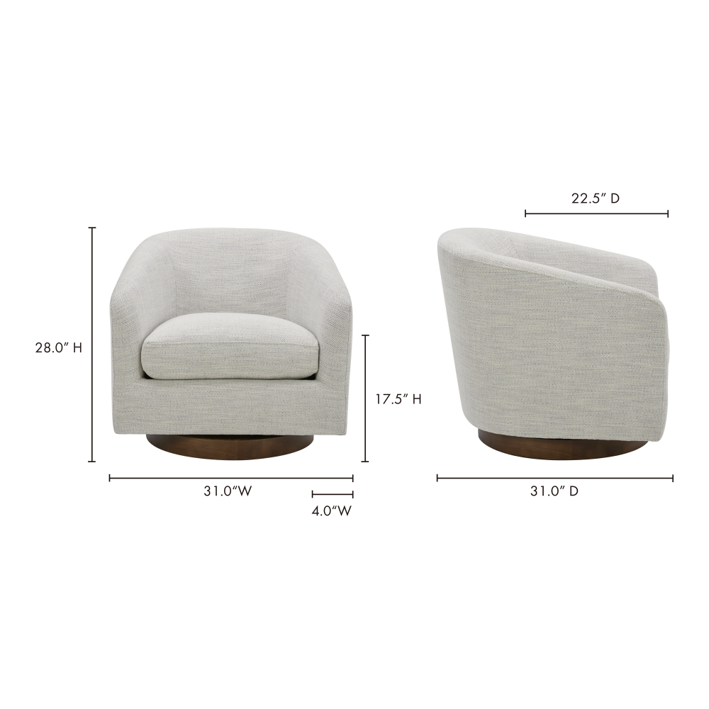 Moe's Home Oscy White Swivel Accent Chair