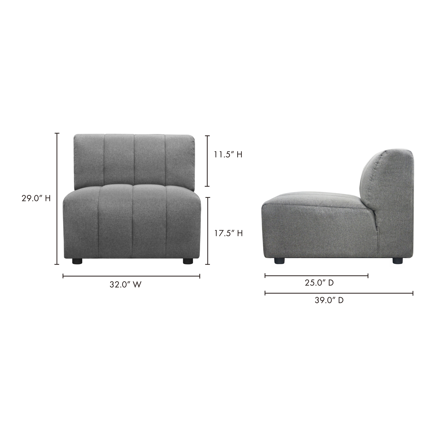Lyric Grey Modular Slipper Chair Moe' Home