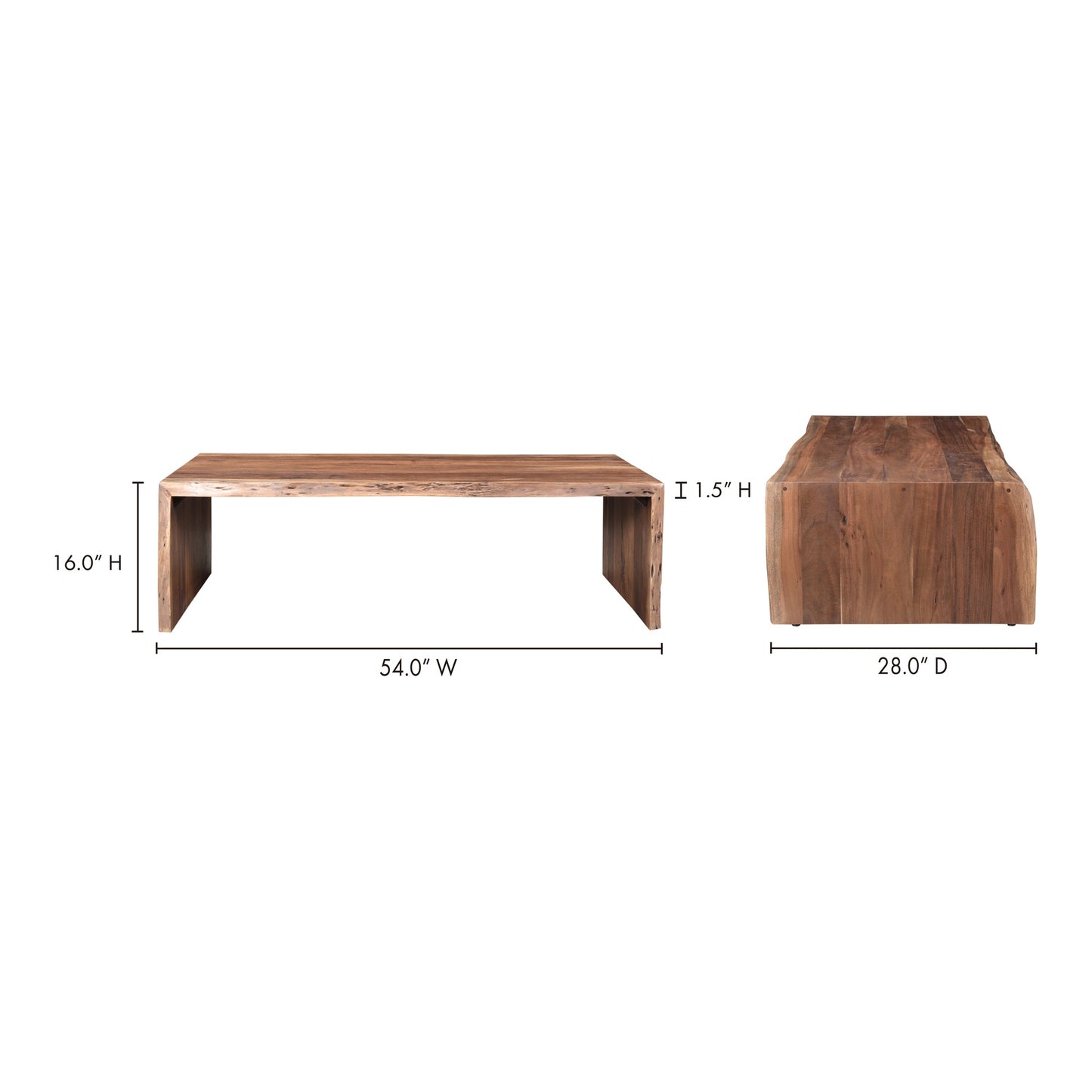 Tyrell Scandinavian Solid Acacia Wood Coffee Table Moe' Home