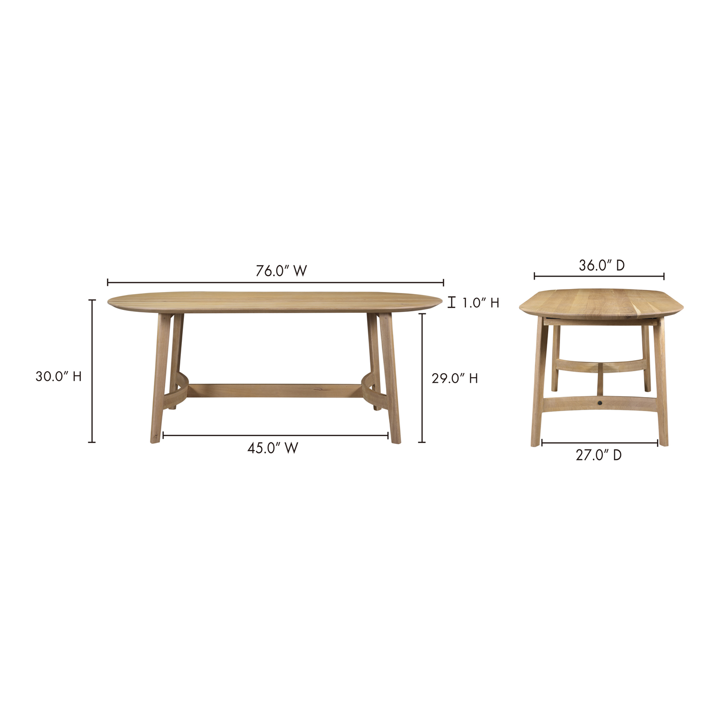 Trie Scandinavian Oak Wood Dining Table Moe' Home