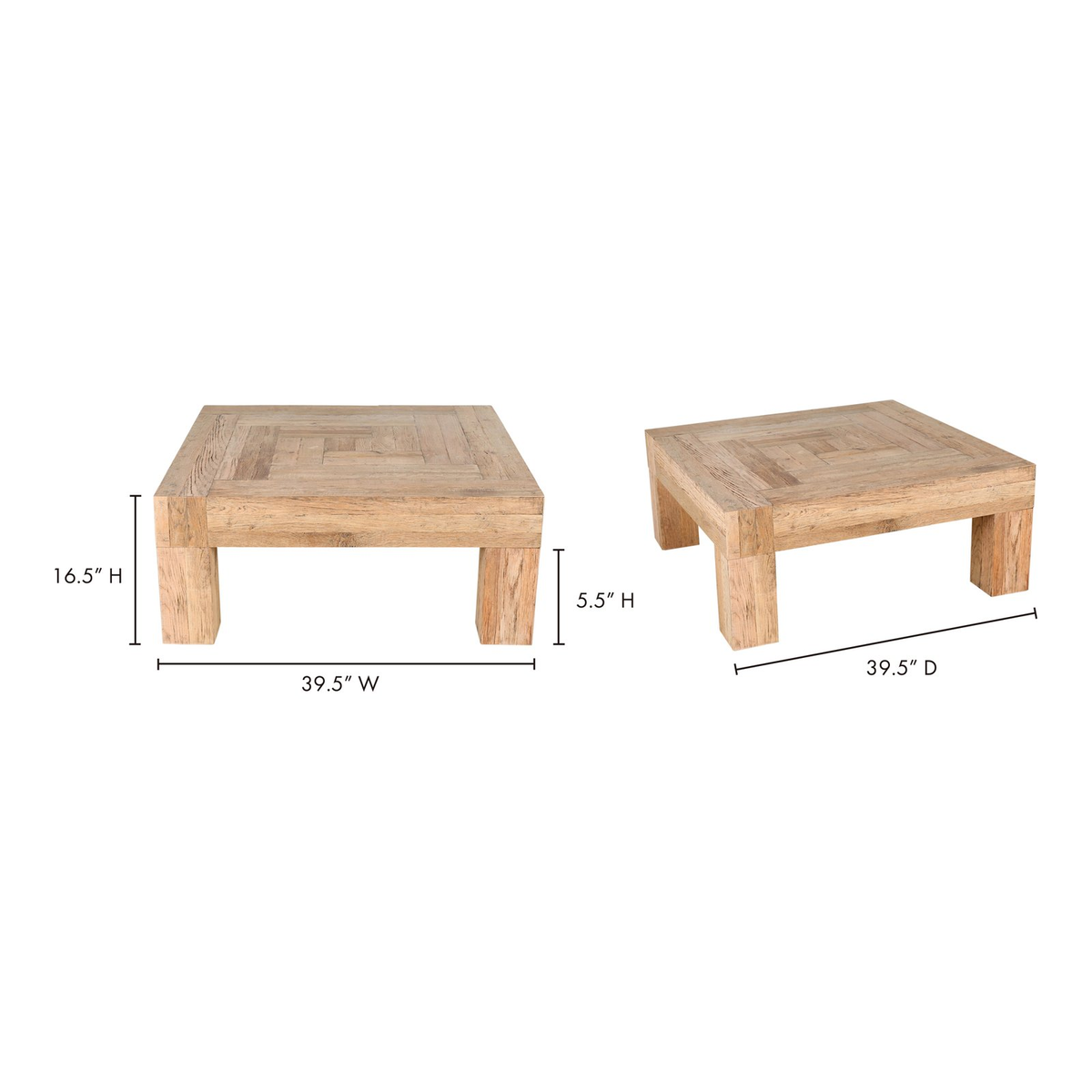 Moe's Home Evander Rusti Reclaimed Wood Coffee Table Square