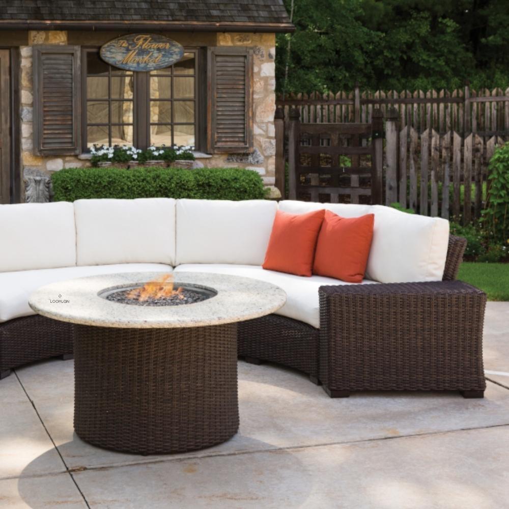 Lloyd Flanders Mesa Round Fire Table Light Travertine Lloyd Flanders