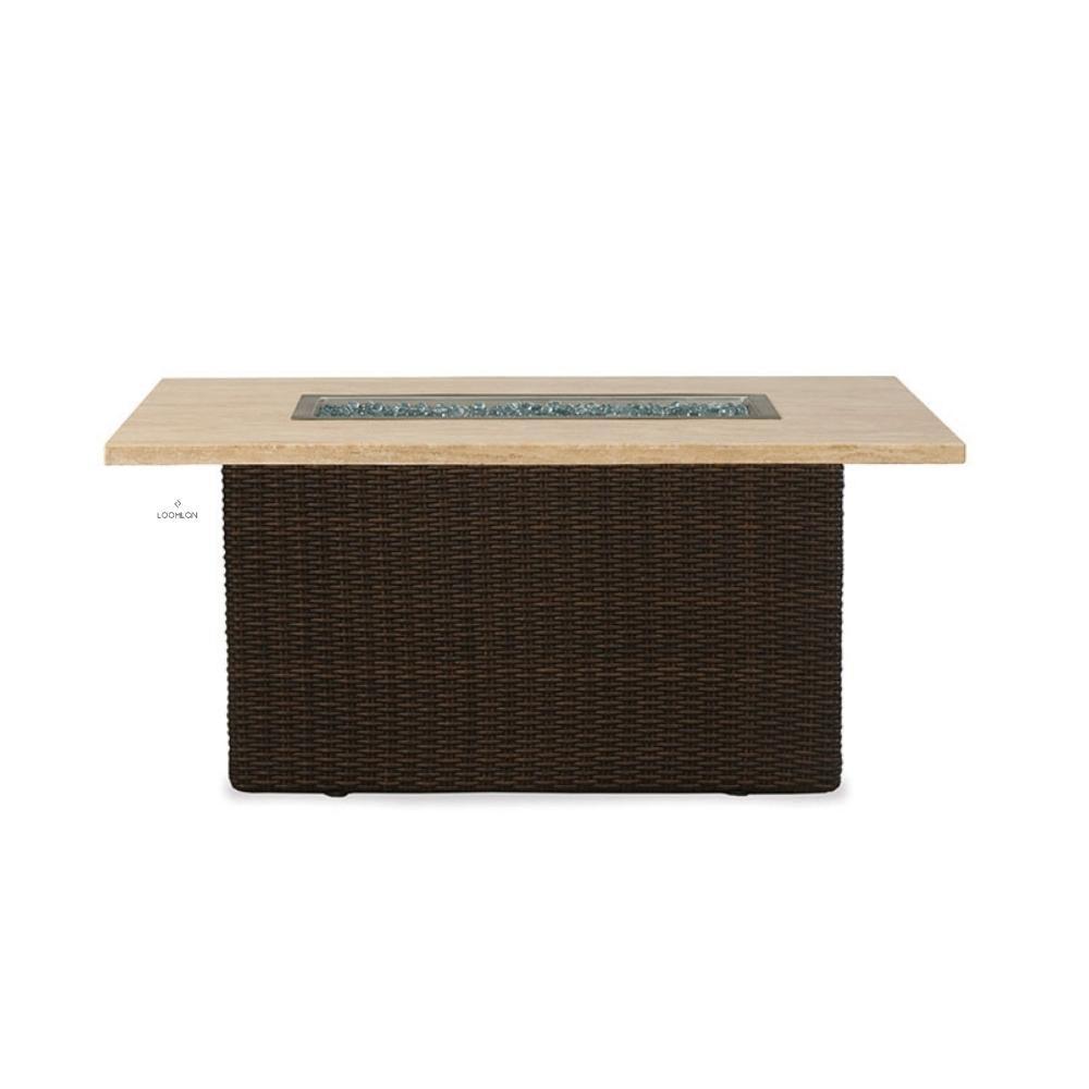 Lloyd Flanders Mesa Rectangular Fire Table Gray Travertine