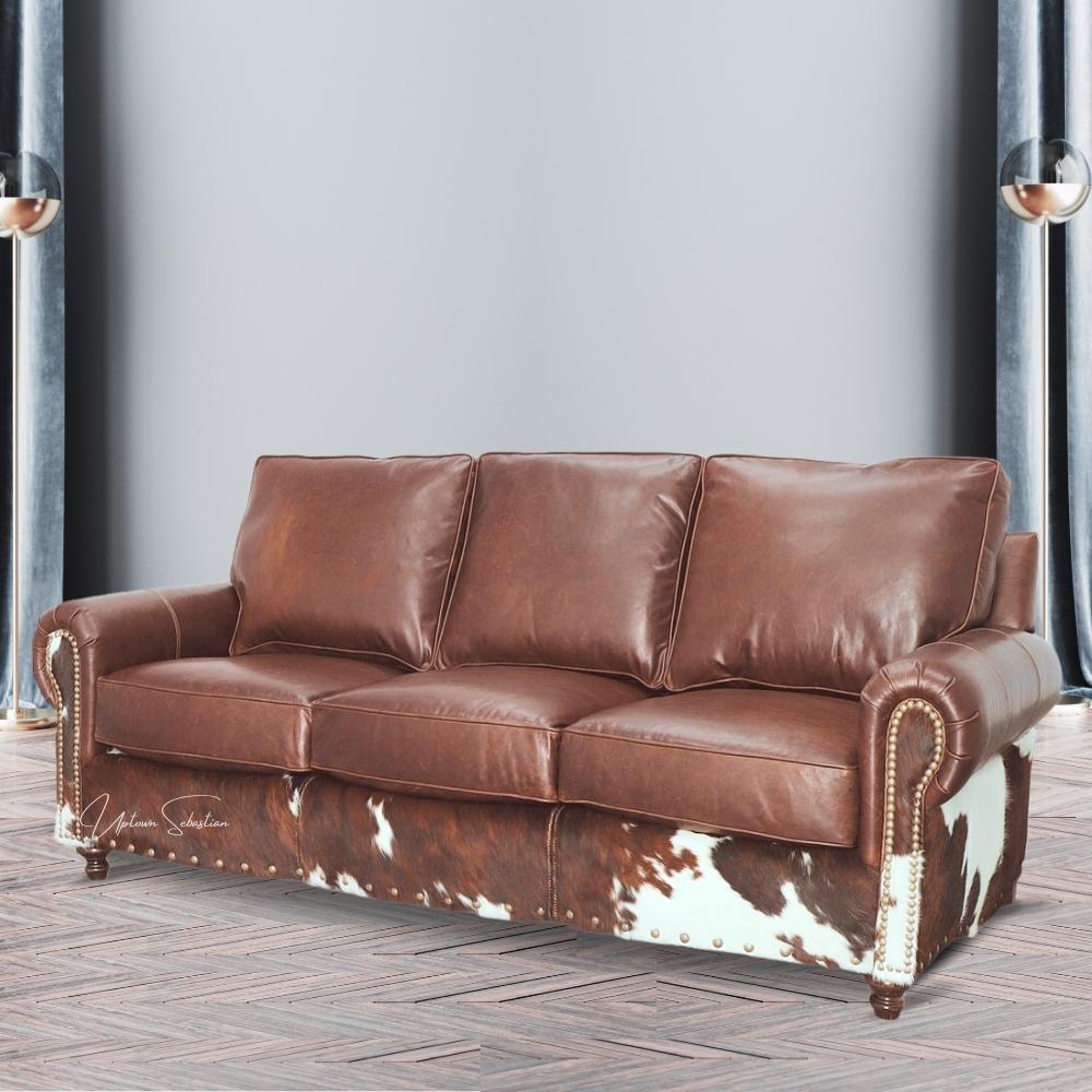 Uptown Sebastian Marshal Western Caramel Leather Sofa
