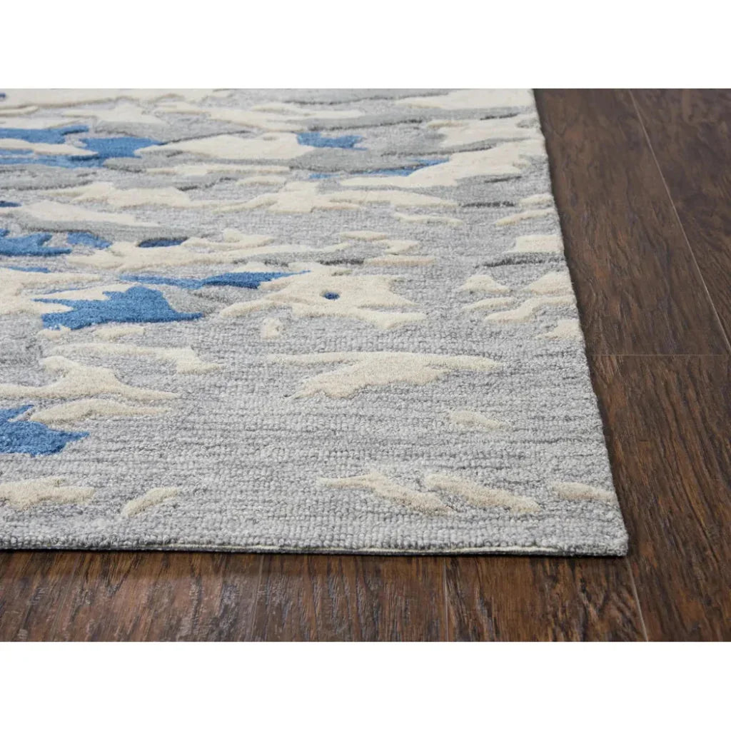 Boil Abstract Blue Large Area Rugs For Living Room -- blue