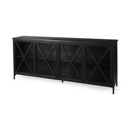 Poppy Glass Door Black Sideboard
