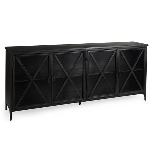 Mercana Poppy Glass Door Black Sideboard