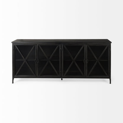Poppy Glass Door Black Sideboard