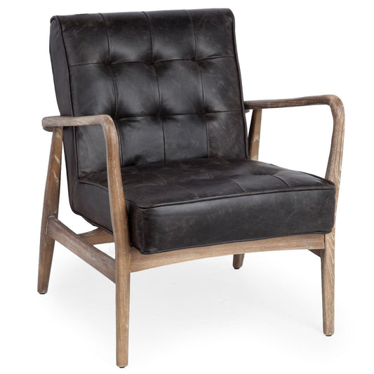 Mercana Phineas Black Leather Accent Chair