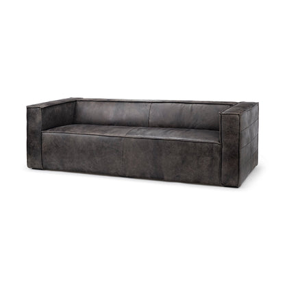 Stinson Black Leather Three Seater Sofa