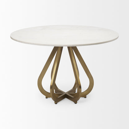 Mercana Laurent White Marble Top Dining Table