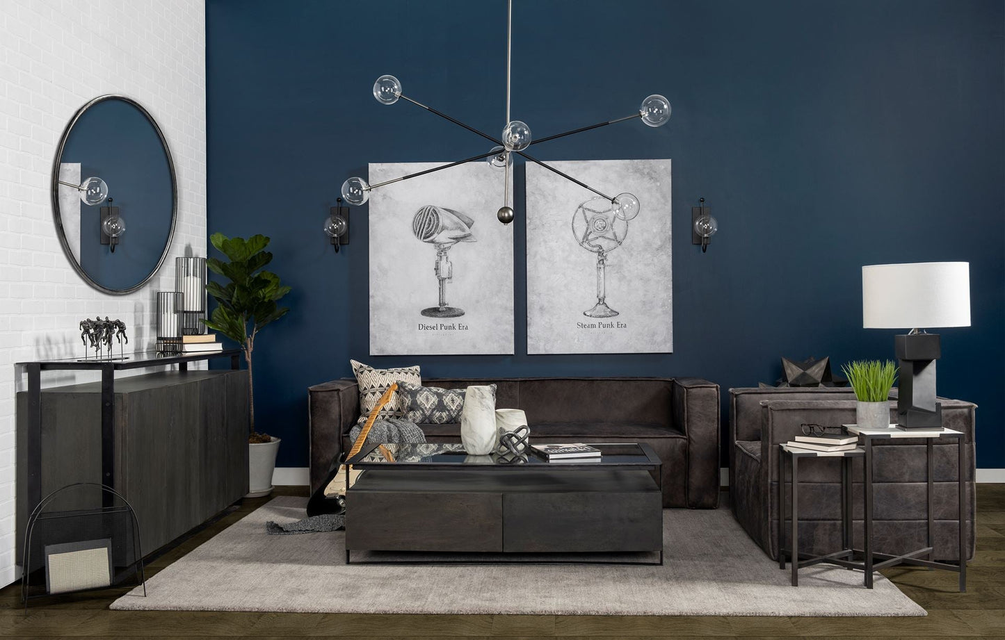 Stinson Black Leather Three Seater Sofa