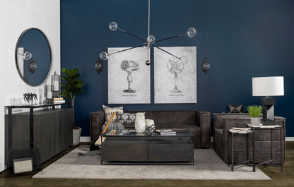 Stinson Black Leather Three Seater Sofa