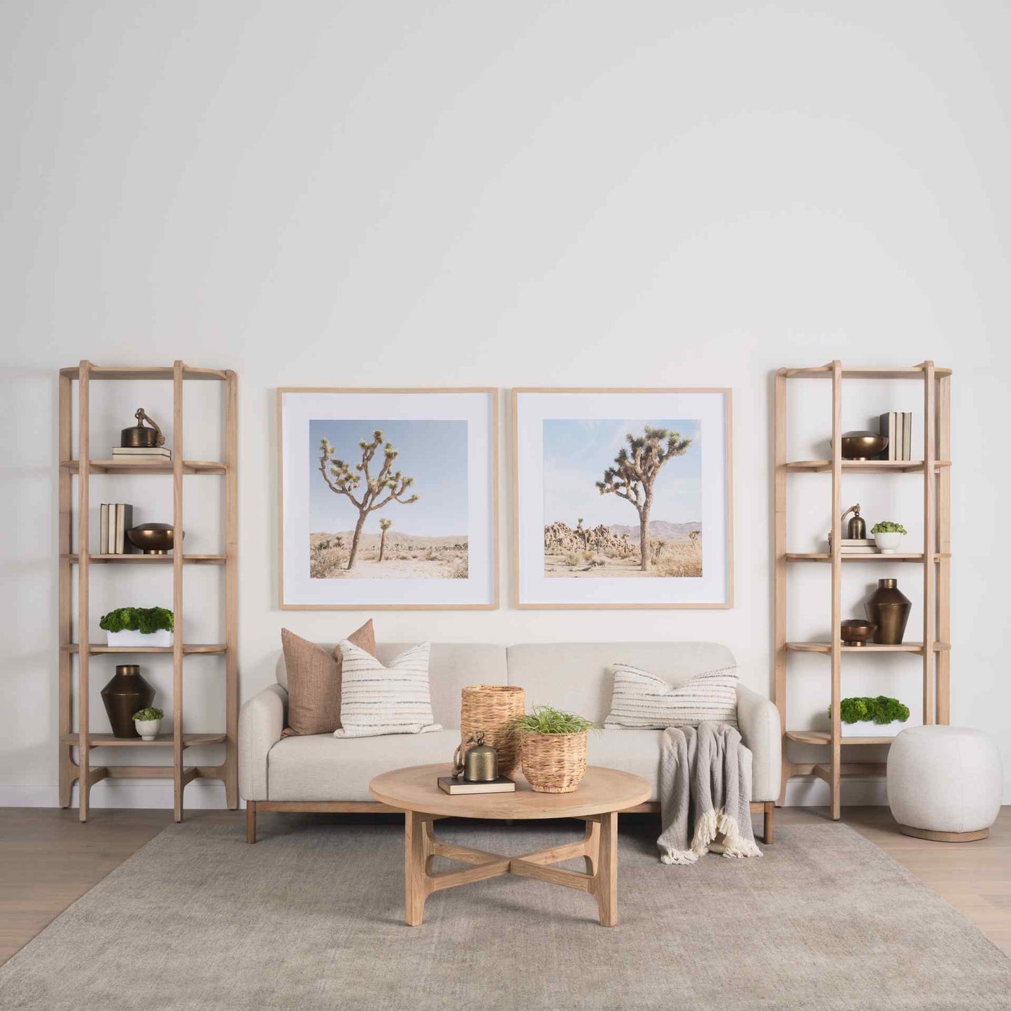 Taylin Light Brown Solid Wood Etagere