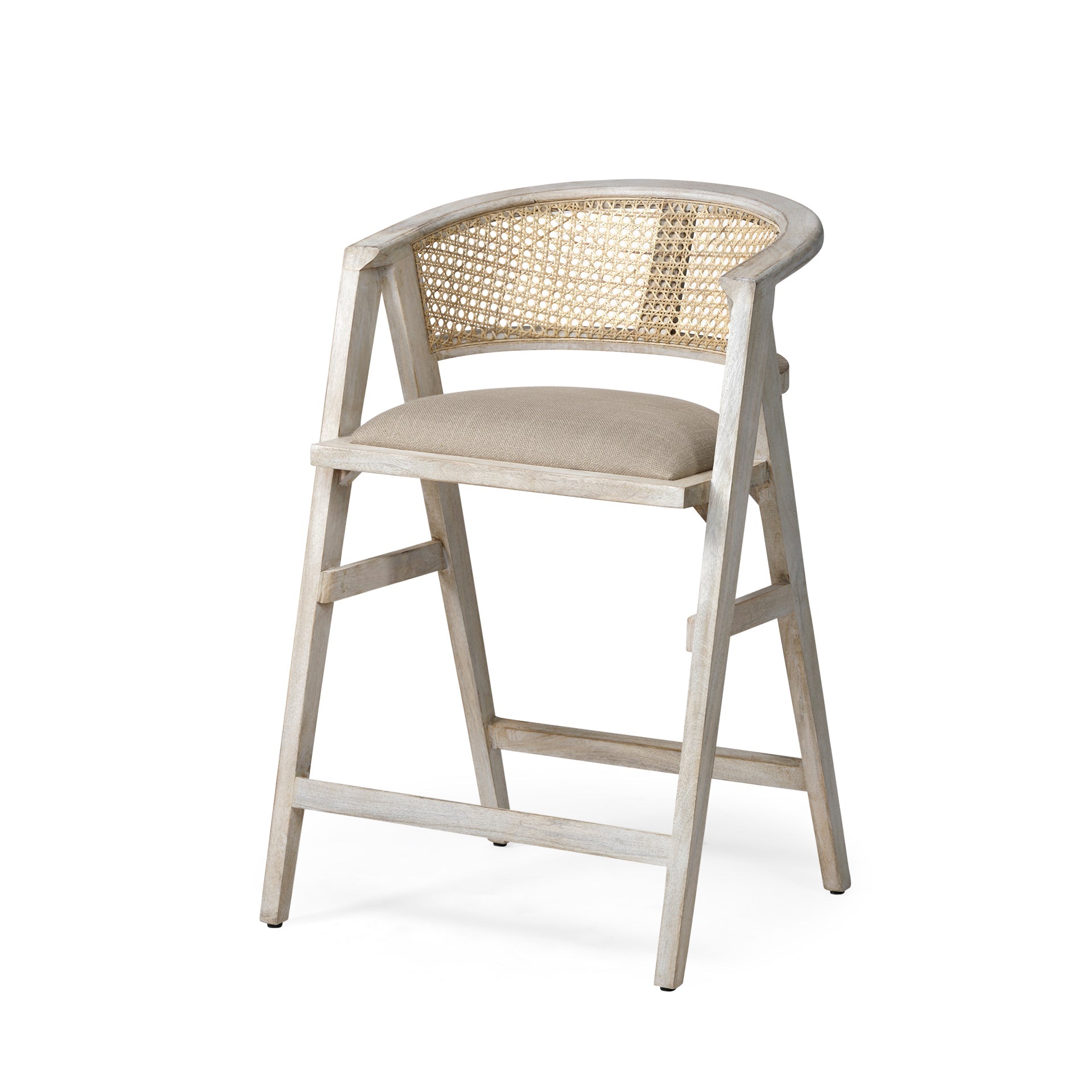 Mercana Tabitha Beige Fabric Triangular Leg Barstool
