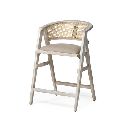 Mercana Tabitha Beige Fabric Triangular Leg Barstool