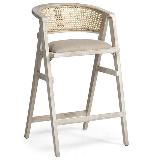 Mercana Tabitha Beige Fabric Triangular Leg Barstool