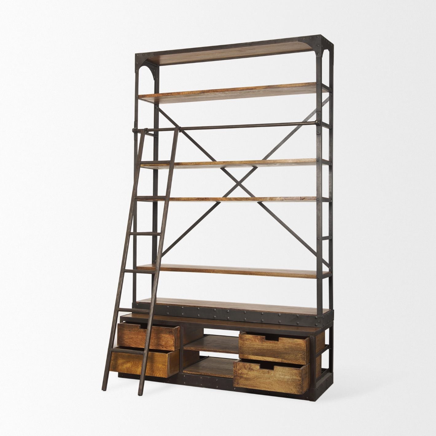 Brodie Four Shelves Wood Shelving Unit