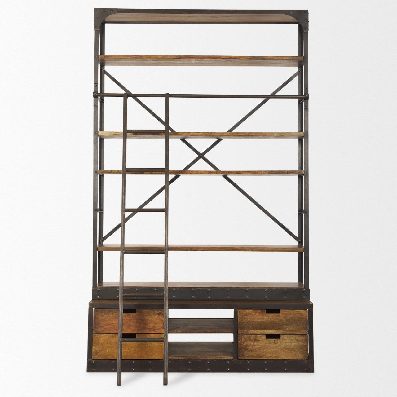 Brodie Four Shelves Wood Shelving Unit