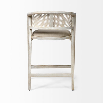 Mercana Tabitha Beige Fabric Triangular Leg Barstool