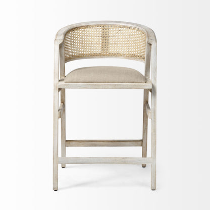 Mercana Tabitha Beige Fabric Triangular Leg Barstool