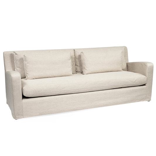 Mercana Denly Beige Slipcover Three Seater Sofa