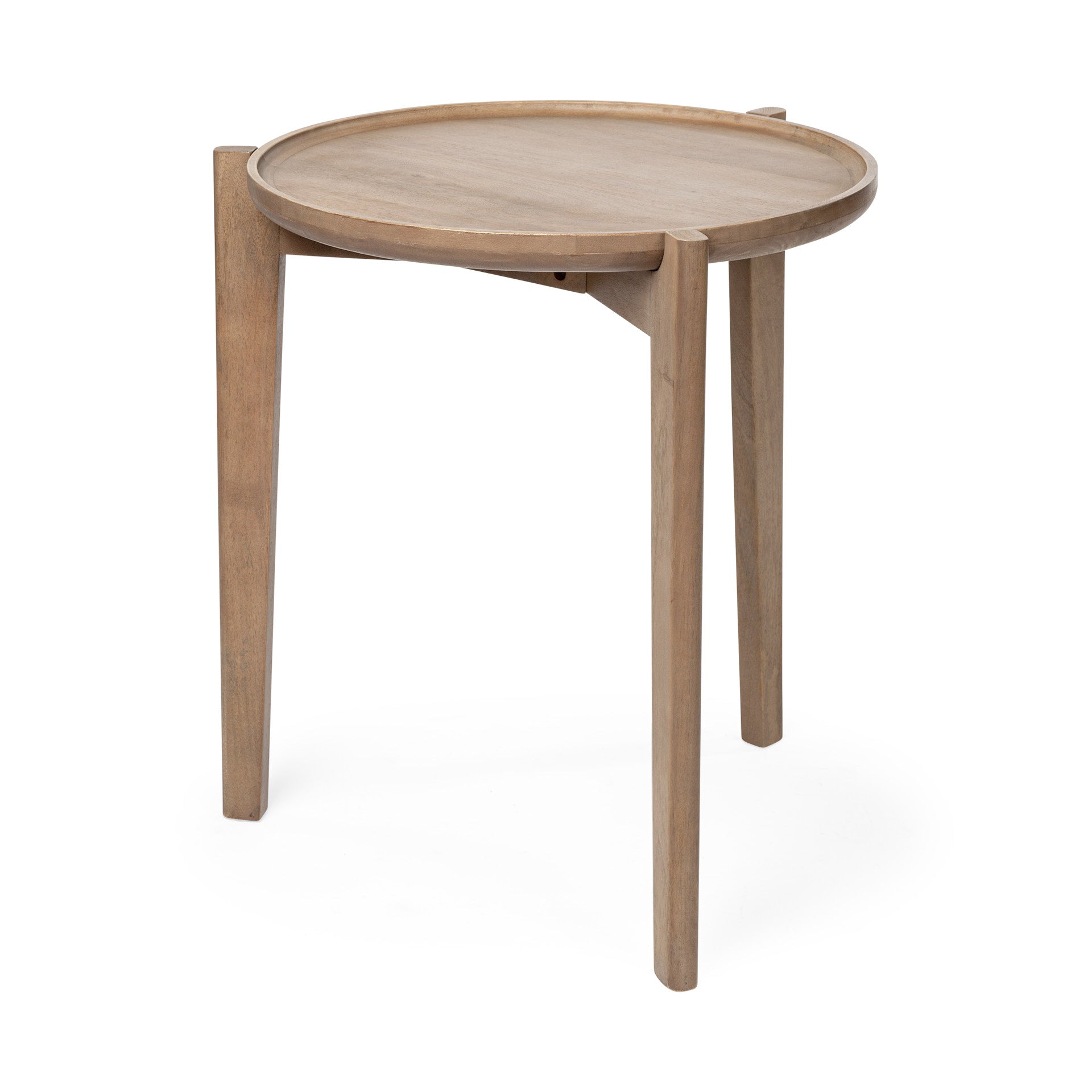 Mercana Cleaver Wood Top Round Accent Table