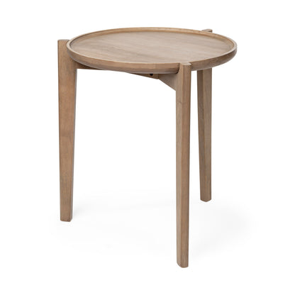 Mercana Cleaver Wood Top Round Accent Table