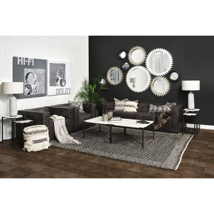 Stinson Black Leather Three Seater Sofa