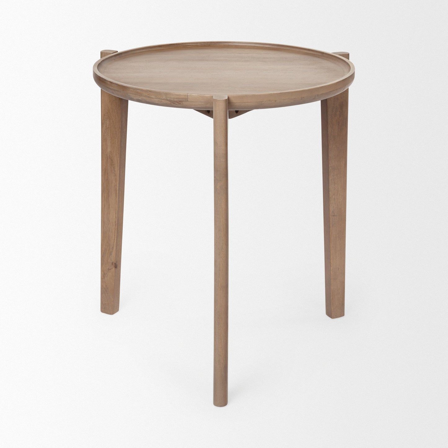 Mercana Cleaver Wood Top Round Accent Table
