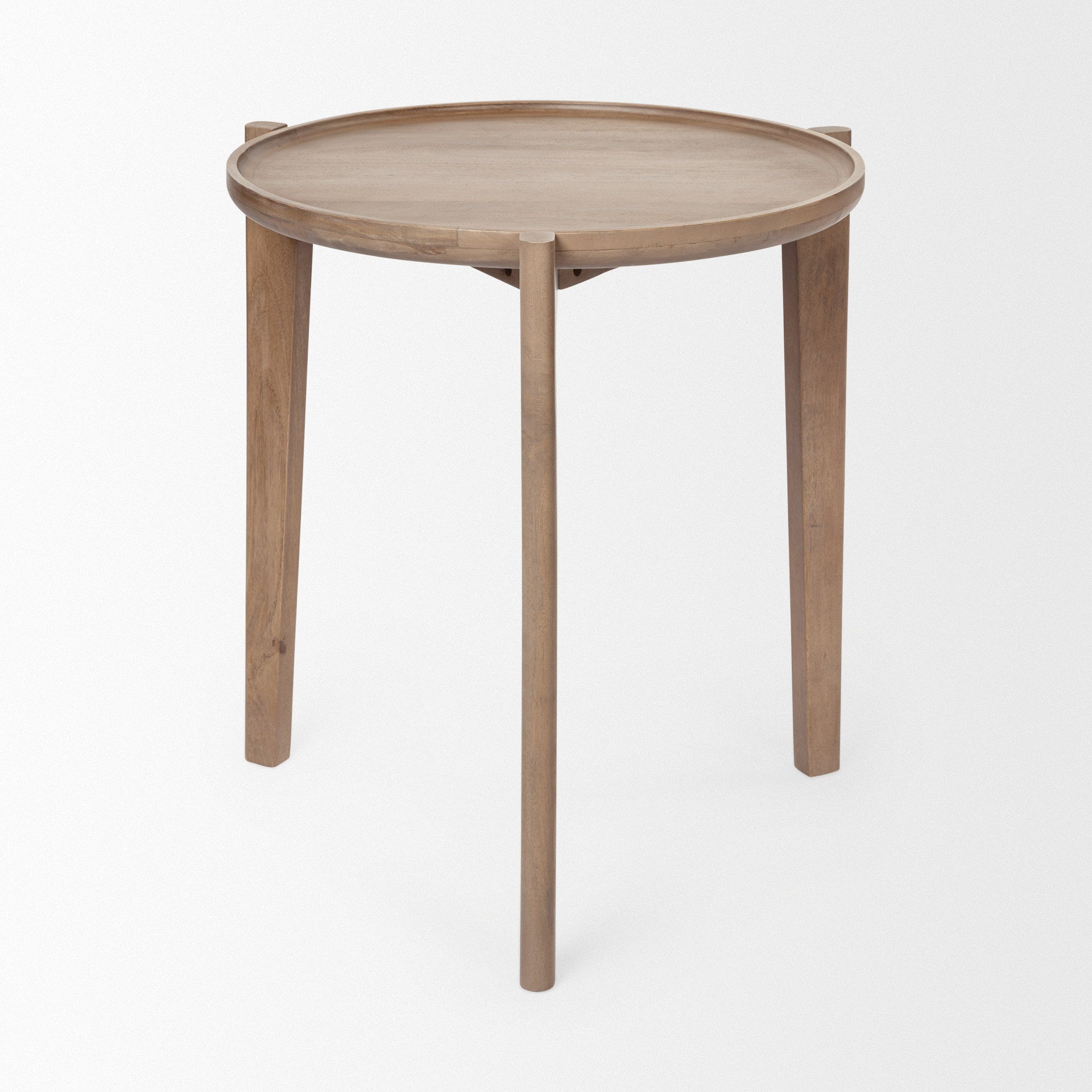 Mercana Cleaver Wood Top Round Accent Table