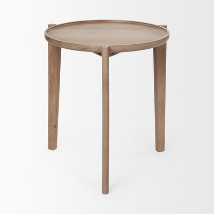 Mercana Cleaver Wood Top Round Accent Table