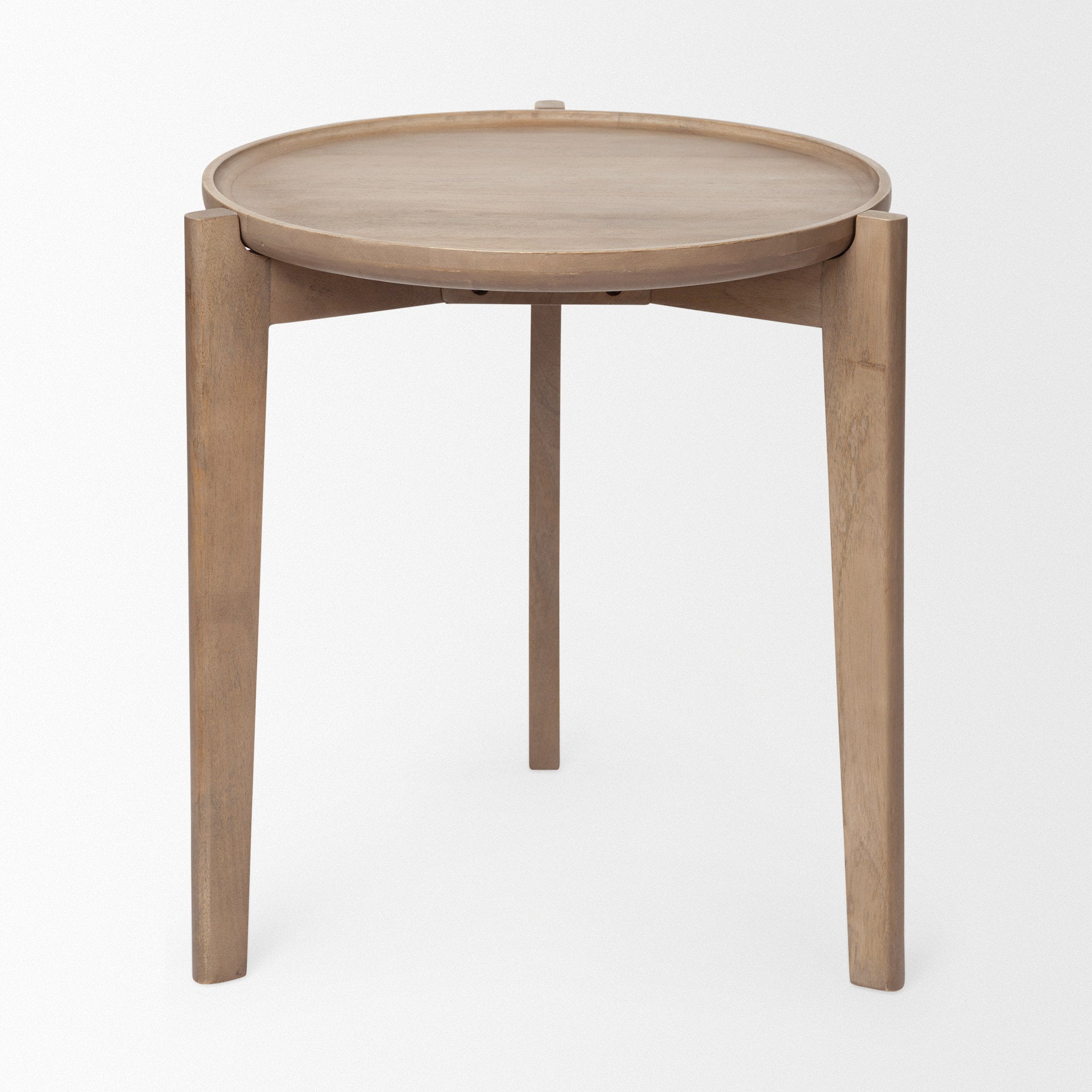 Mercana Cleaver Wood Top Round Accent Table
