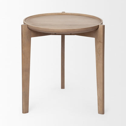 Mercana Cleaver Wood Top Round Accent Table