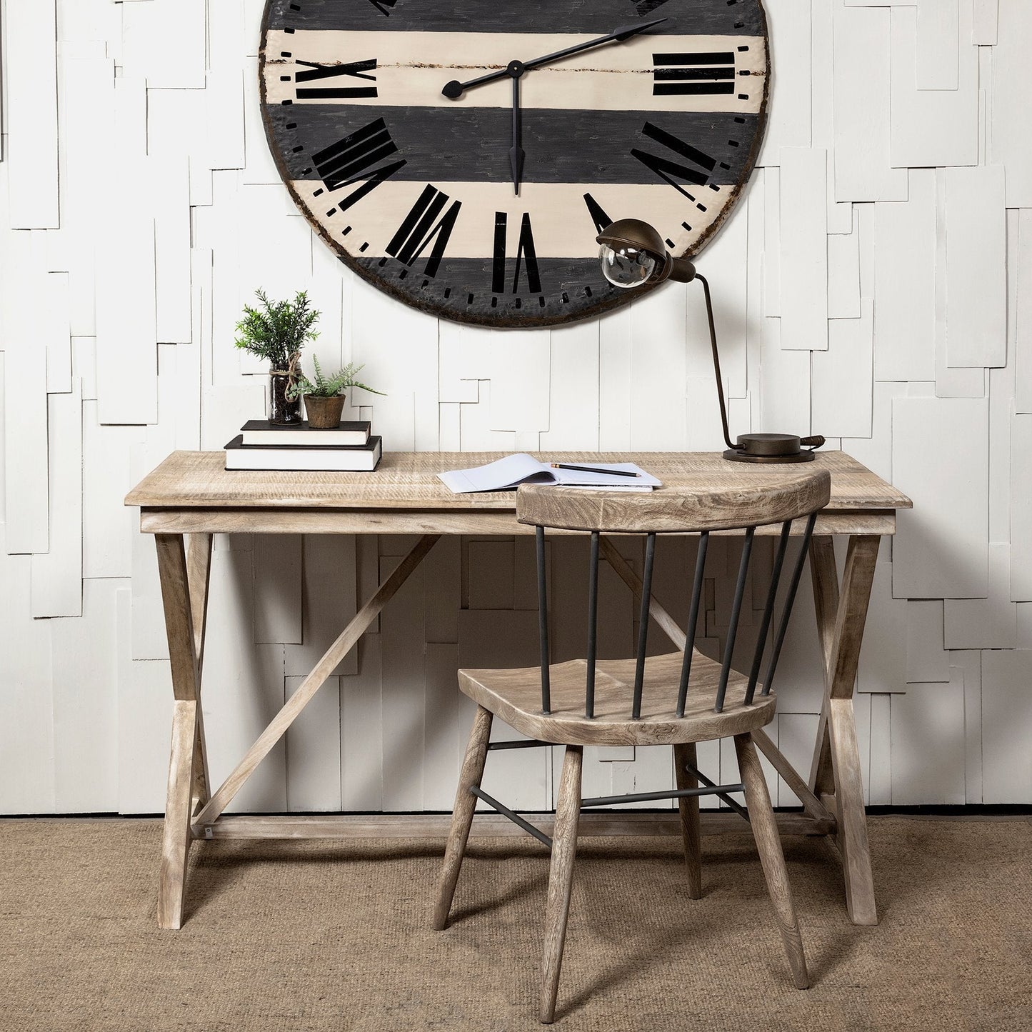 Tracy X Frame Natural Wooden Office Desk